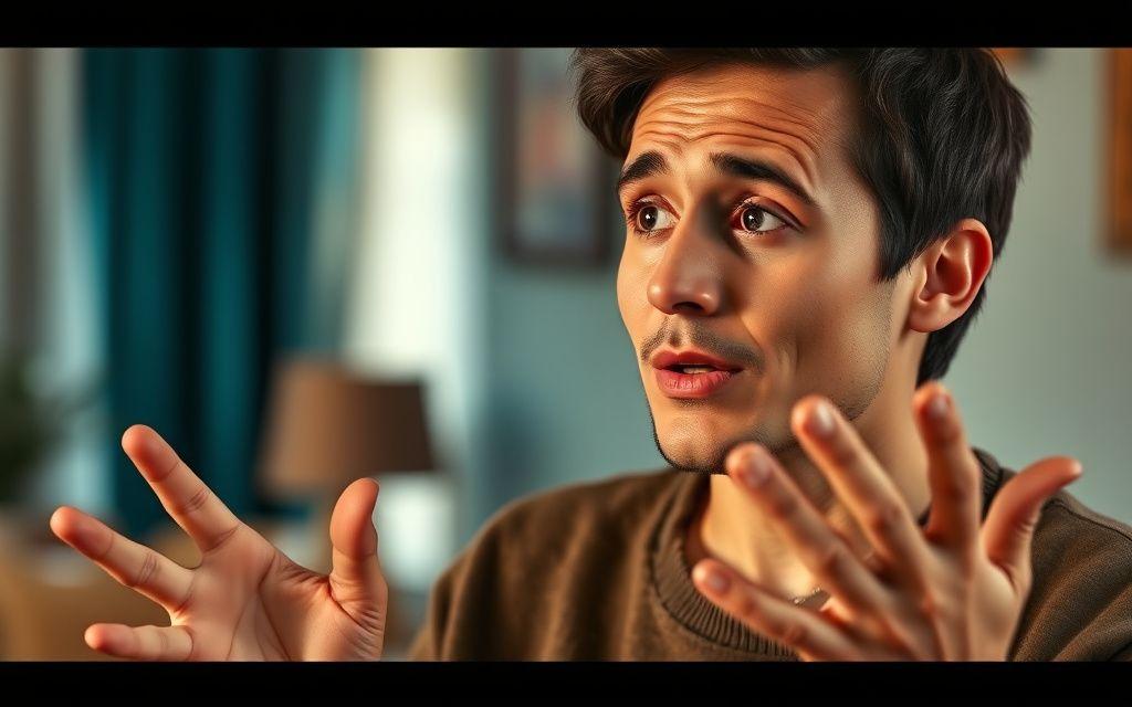 A person expressing emotion while speaking