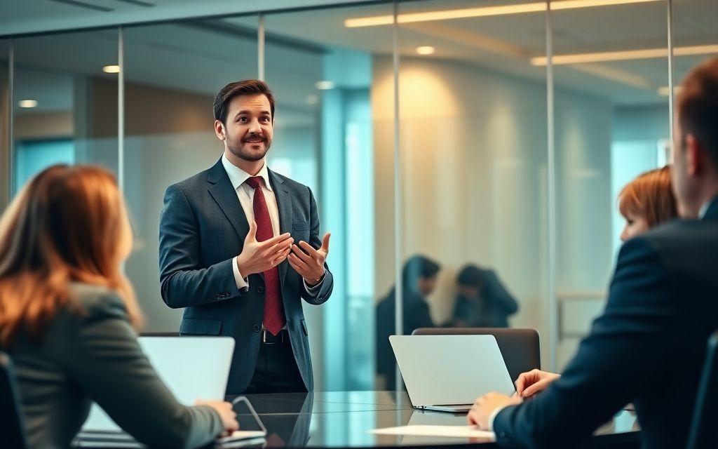 Professional in a business English session