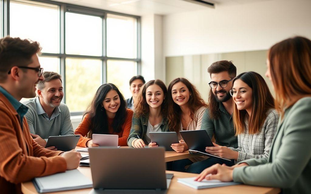 Adult learners in a full-time English class