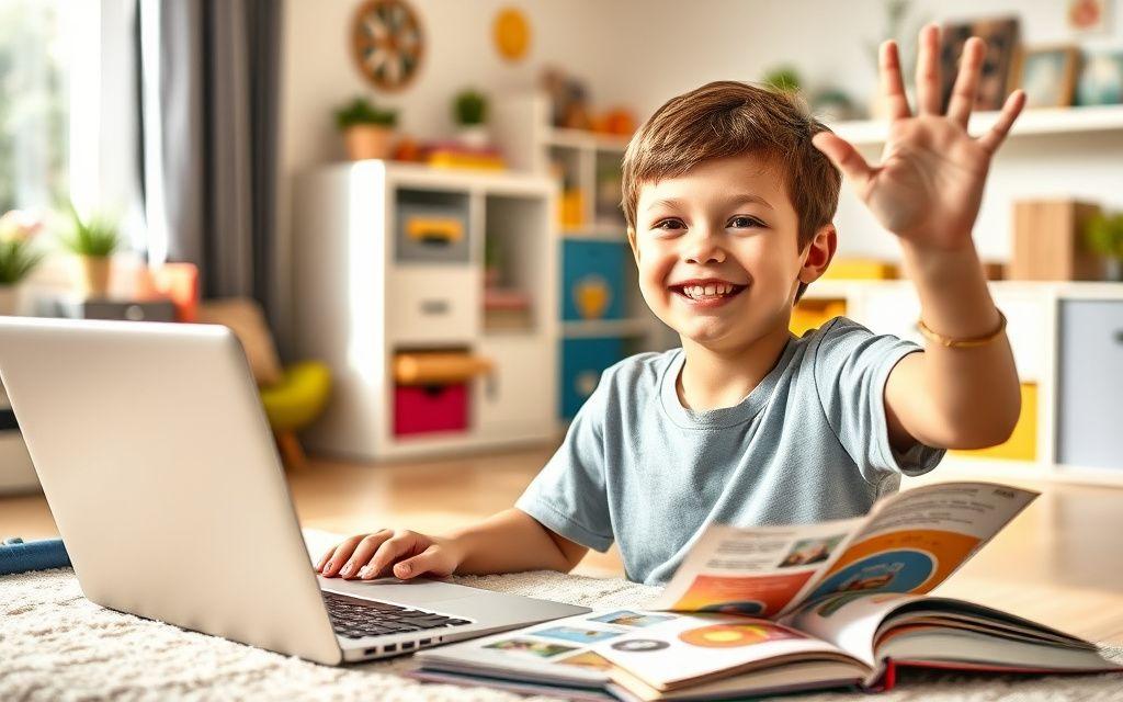 A child enjoying an English lesson