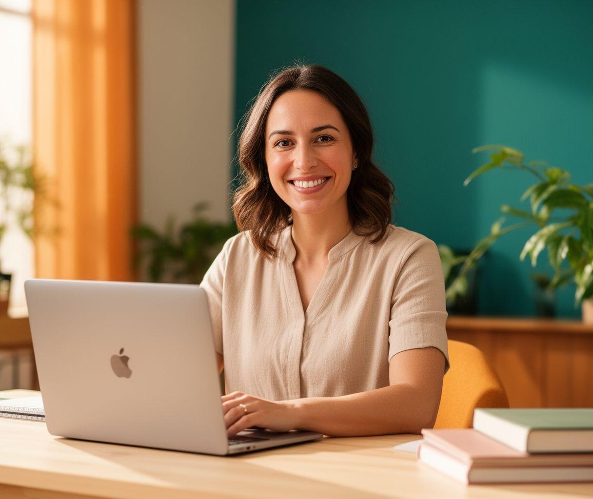 A Larkwell teacher guiding a student through an English lesson on a video call